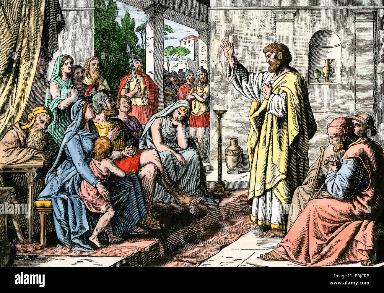 Peter the Apostle in the house of Cornelius a Roman soldier Stock Photo