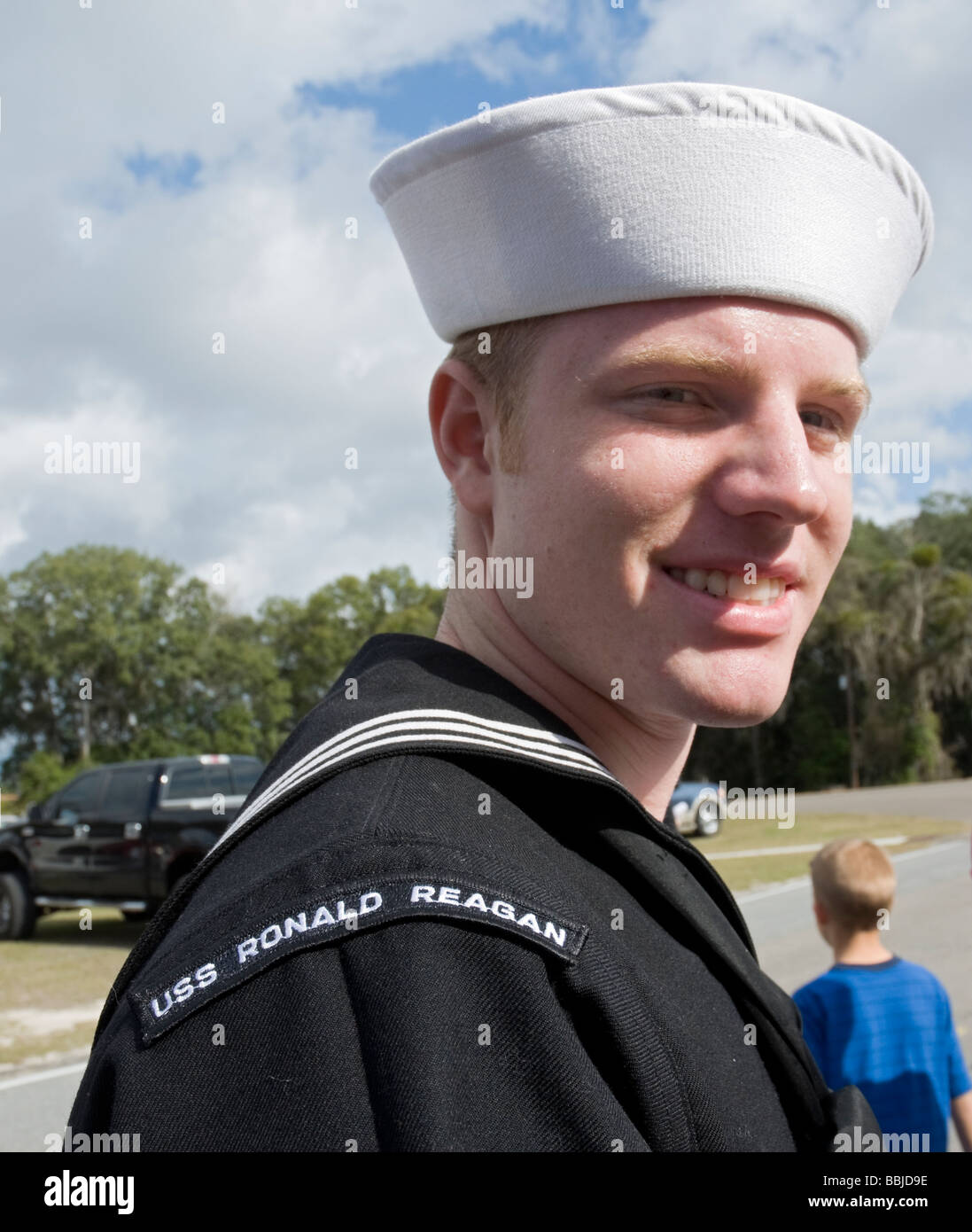 U S sailor on leave from the navy ship USS Ronald Reagan Stock Photo
