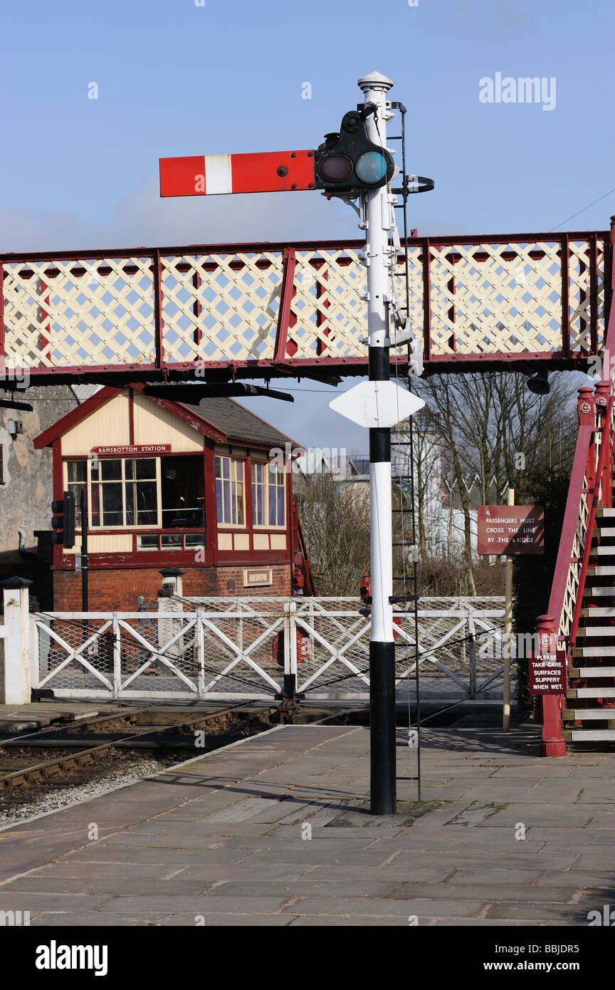 A semaphore signal at Ramsbottom on the East Lancashire Railway Stock