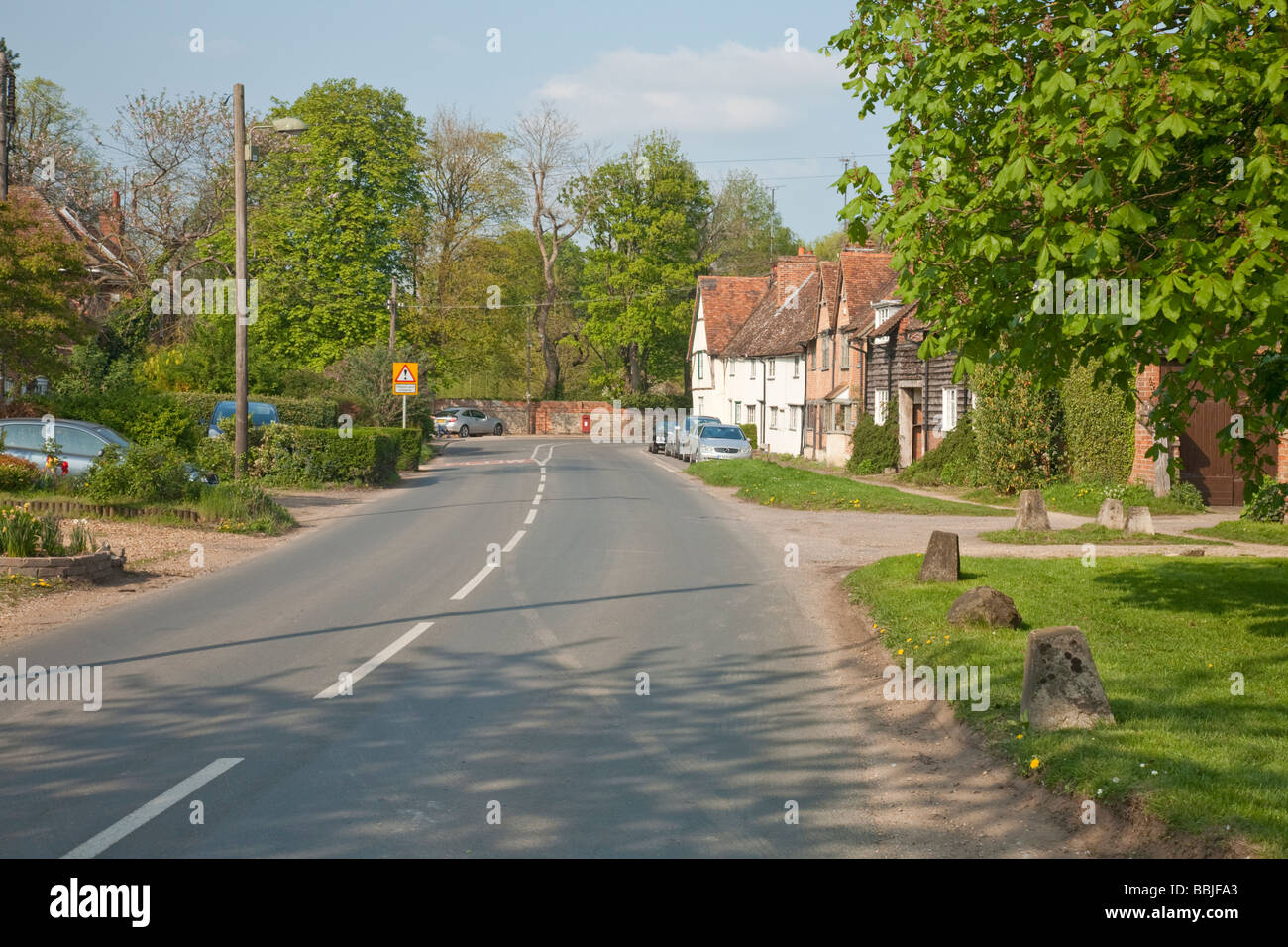 Main road through the Oxfordshire Village of Sutton Courtney Uk Stock Photo
