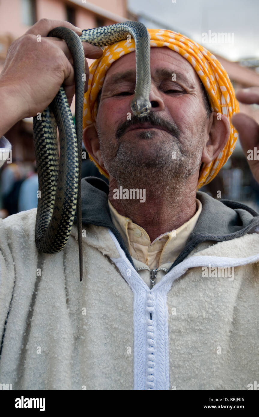 Snake charmer in Marrakesh Morocco Stock Photo