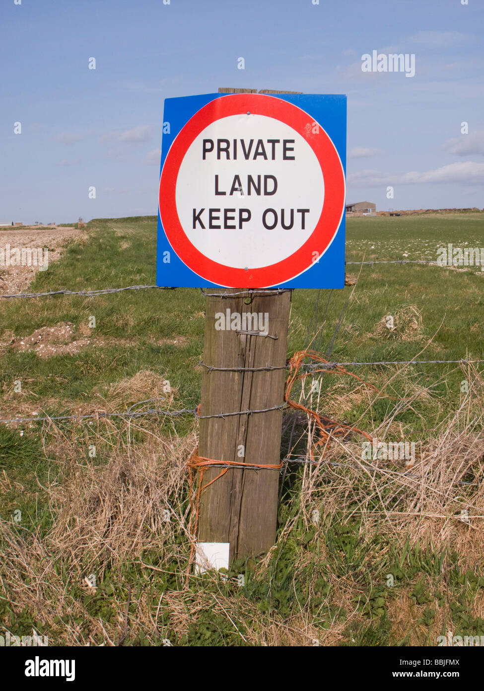 Salisbury plain training area private land keep out sign Stock Photo