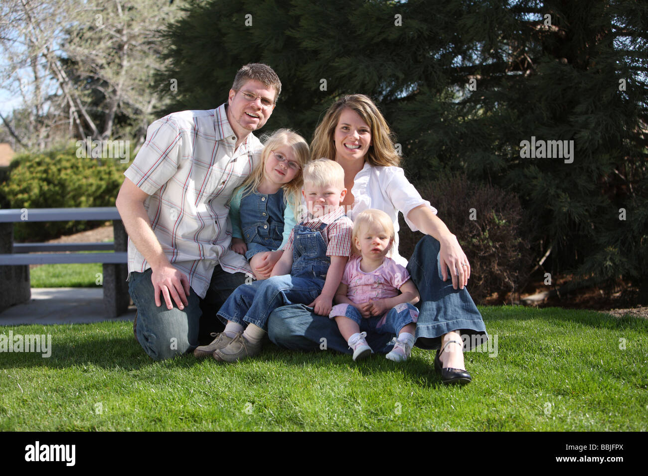 Family portrait at park Stock Photo - Alamy