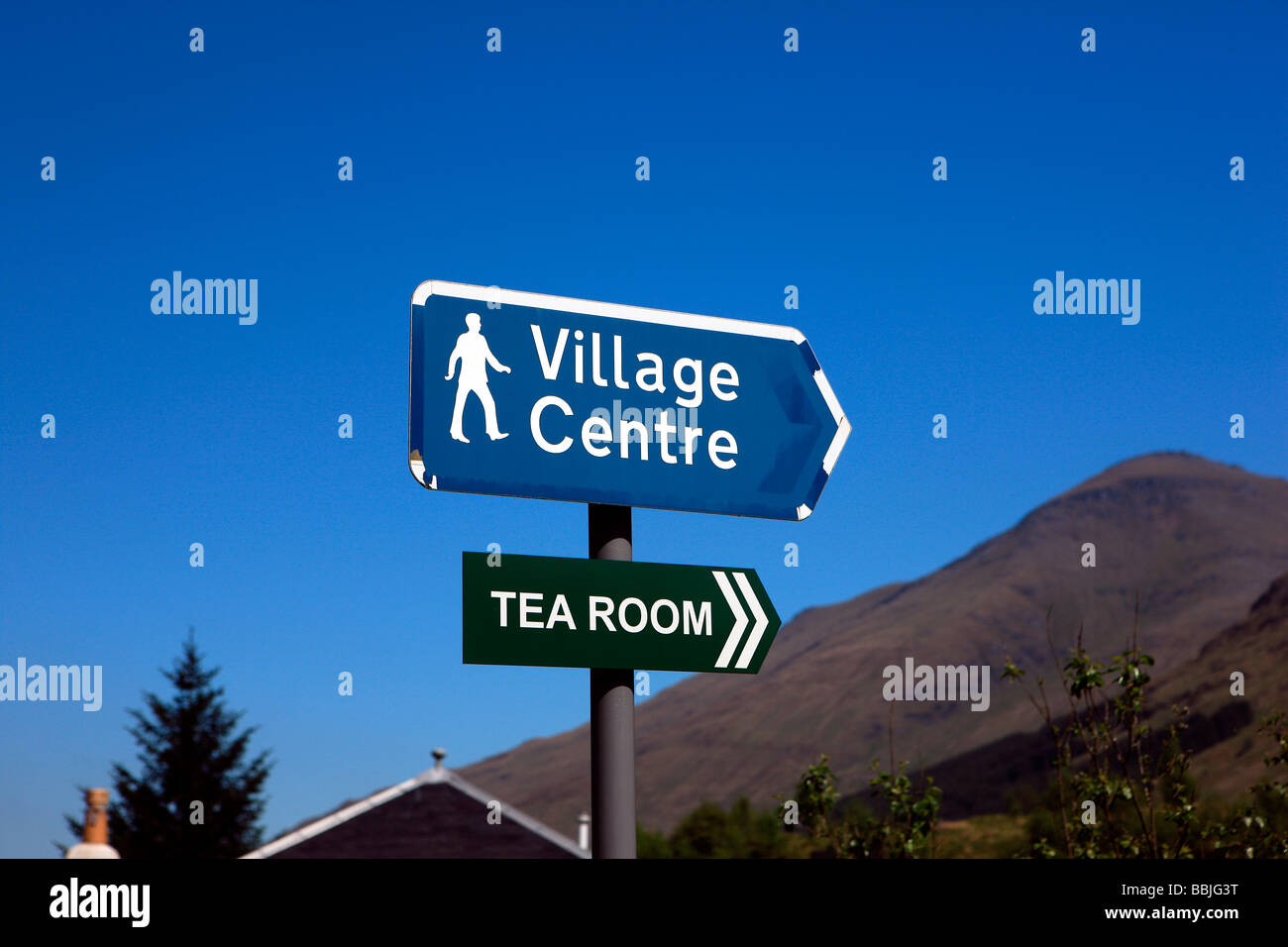 Village Centre & tearoom signs Stock Photo