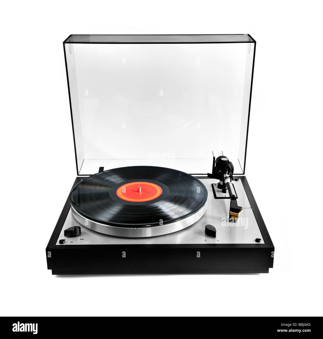 Isolated manual record player with spinning vinyl lp Stock Photo Alamy