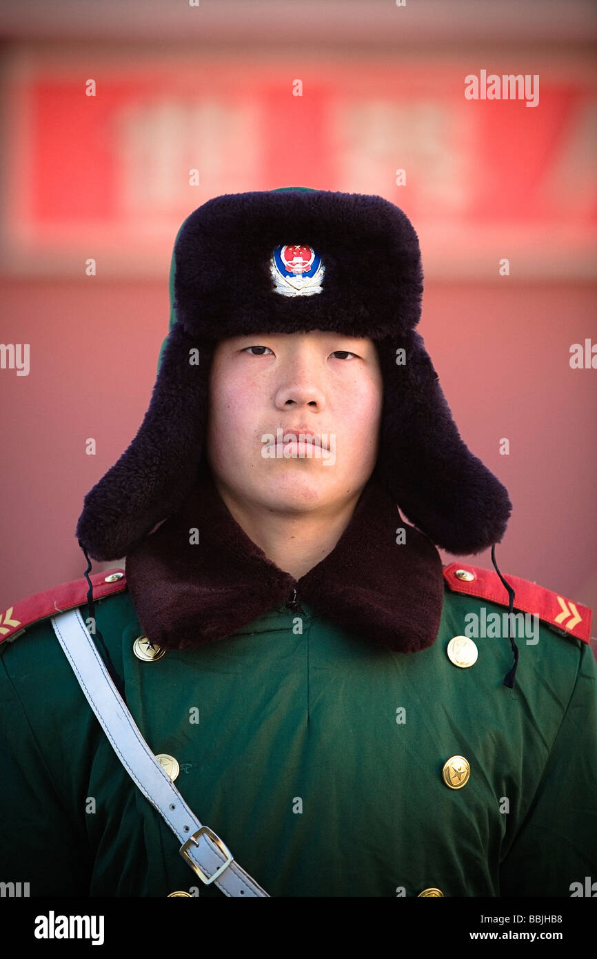 The Forbidden City, Beijing, China; Portrait of guard Stock Photo
