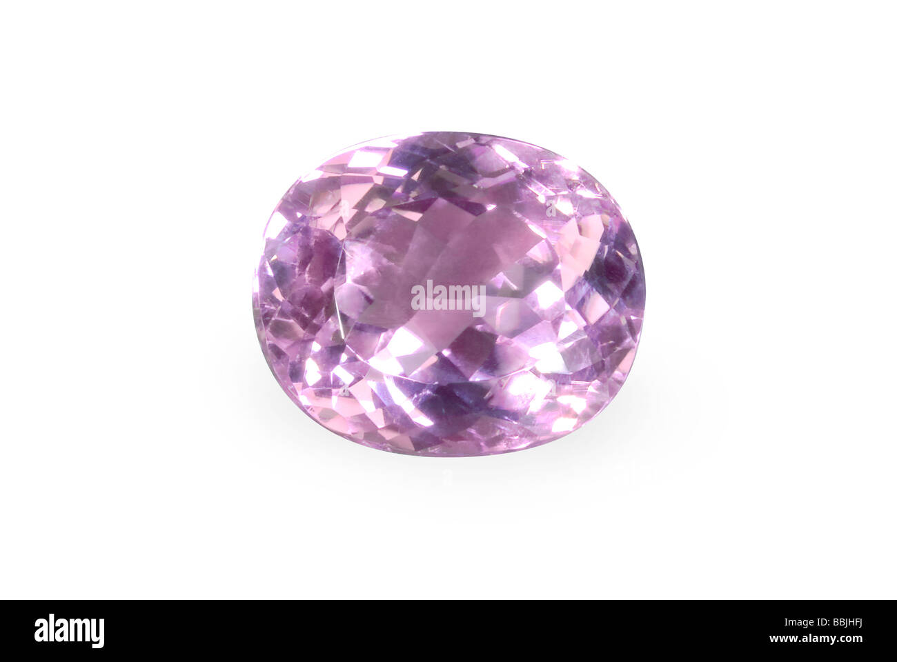 Kunzite gemstone 'Pink Spodumene' on white background Stock Photo Alamy