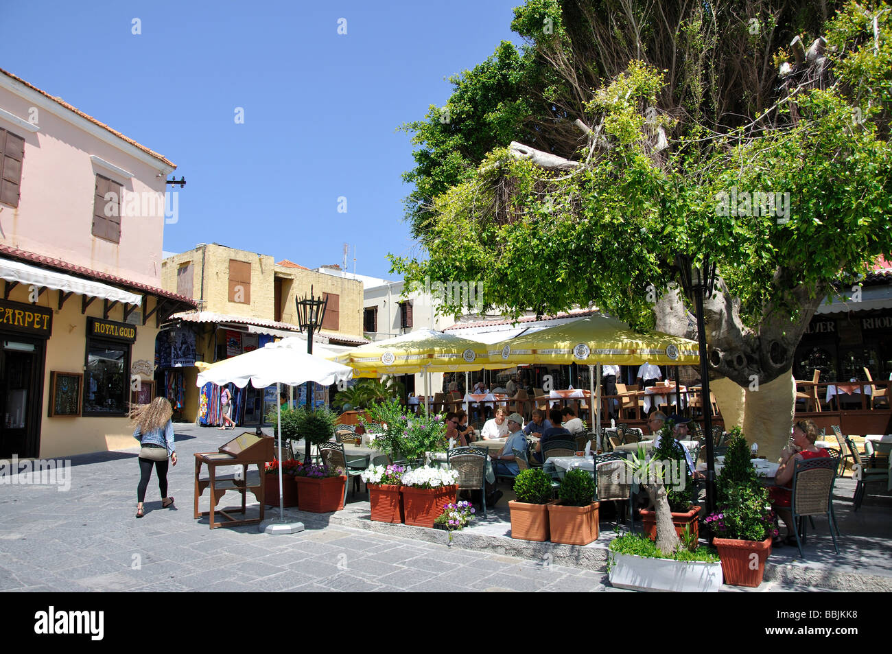 Sokratous Street, Old Town, City of Rhodes, Rhodes, Dodecanese, Greece Stock Photo