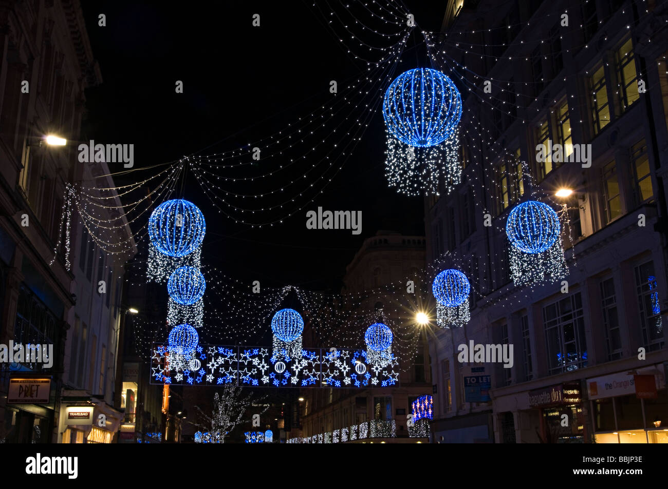 birmingham christmas lights and street scene Stock Photo Alamy