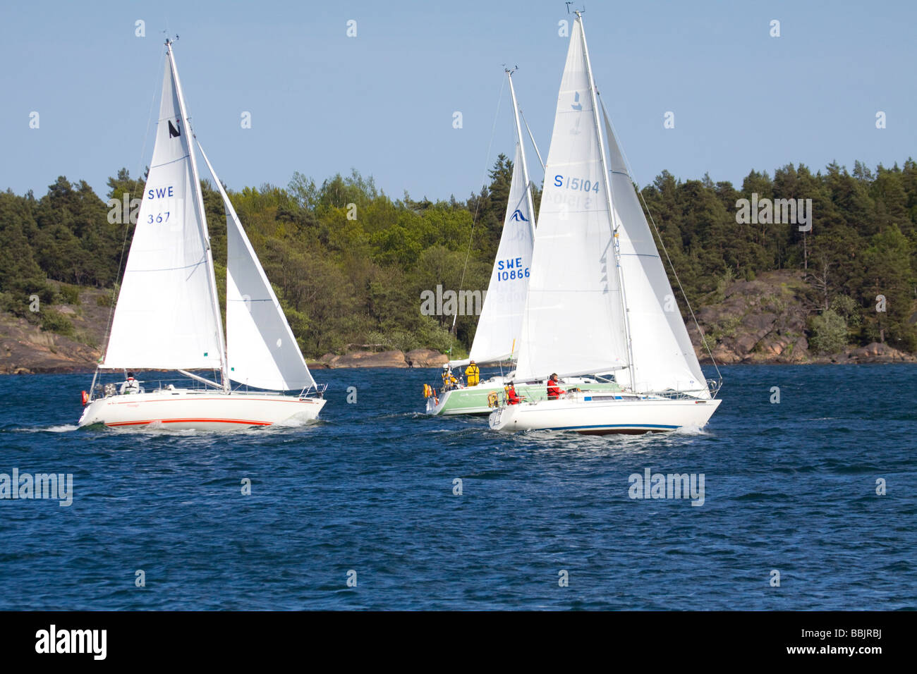 Sailing boat on raceday Stock Photo