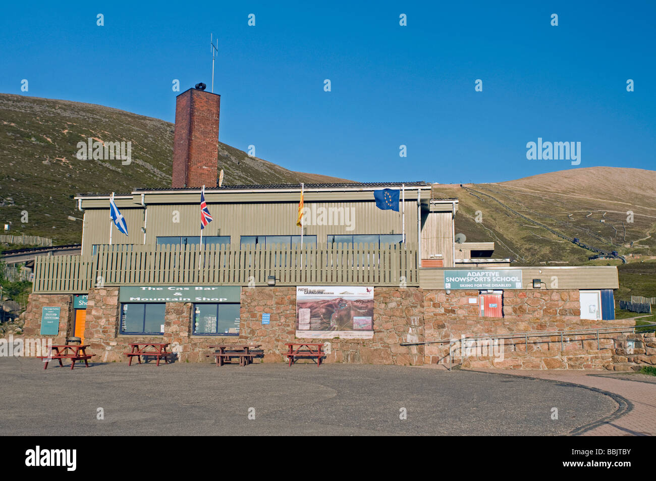 The Cairngorm Mountain Ranger Base Cafe and Funicular Station Aviemore Scottish Highlands   SCO 2488 Stock Photo