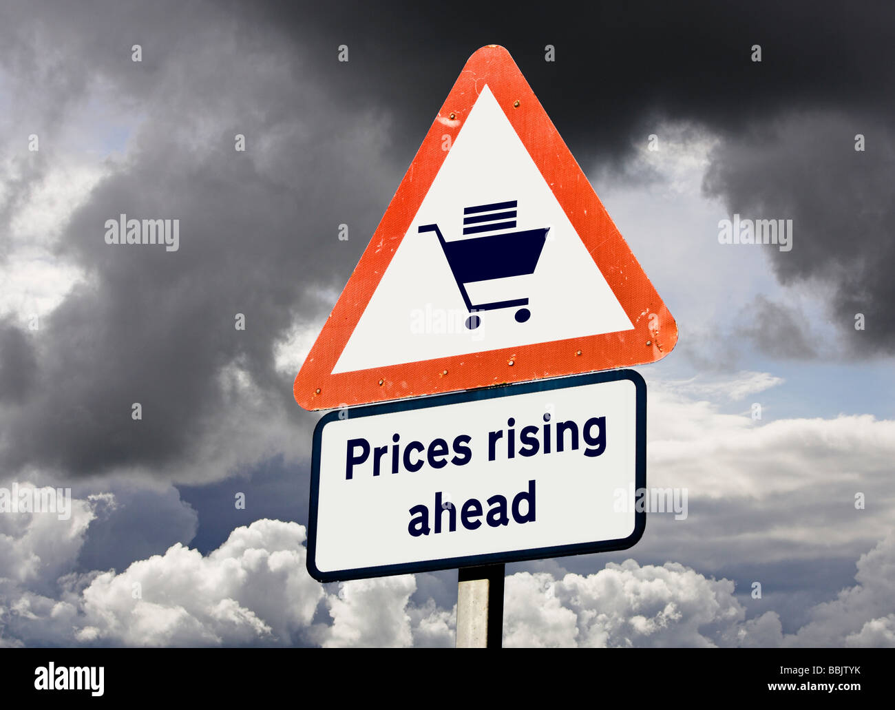 Concept sign Inflation, cost of living, price rises future economic prediction concepts UK Stock Photo