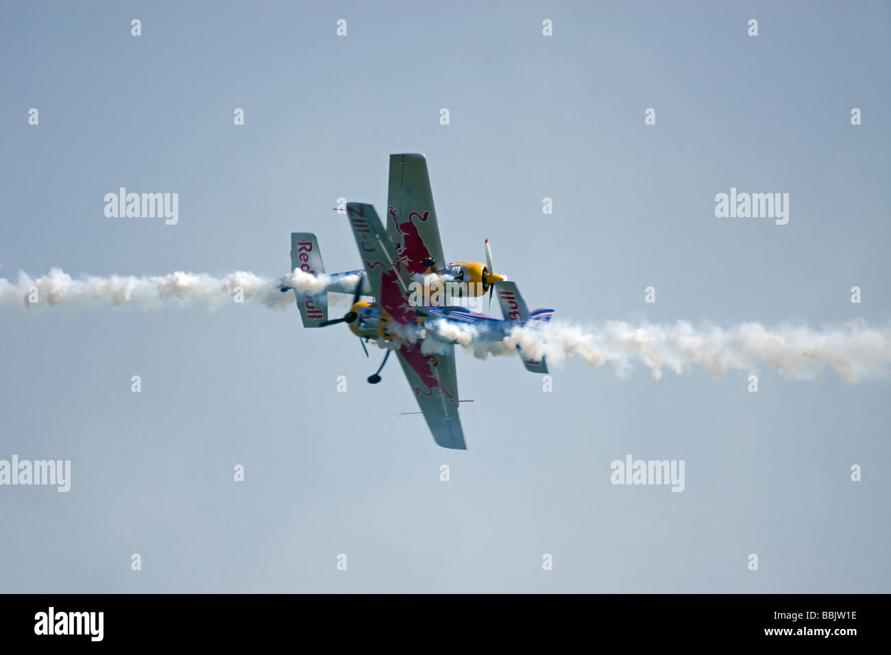 prop propellor plane aeroplane display team smoke Stock Photo