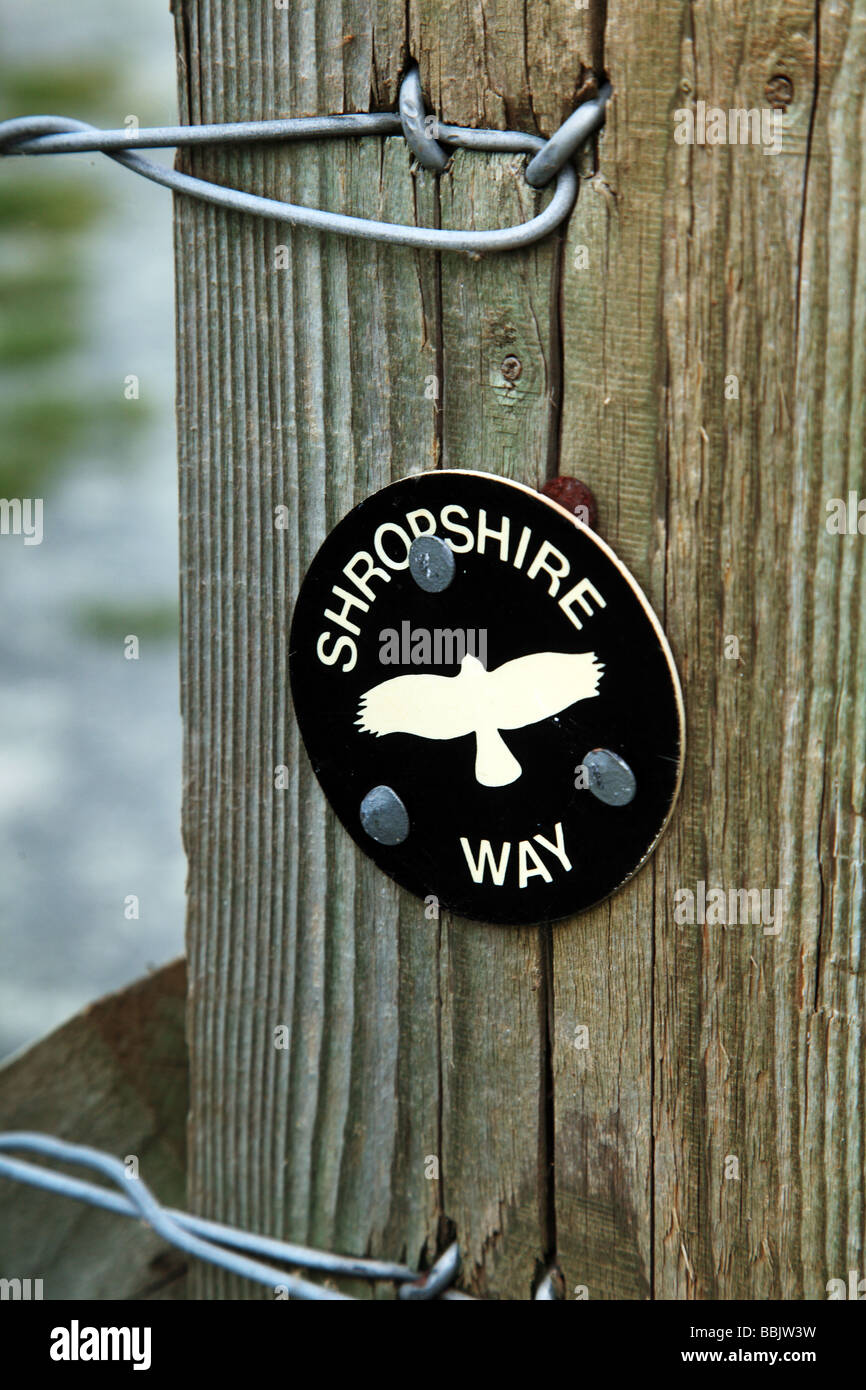 Signpost on the Shropshire Way long distance walk Stock Photo