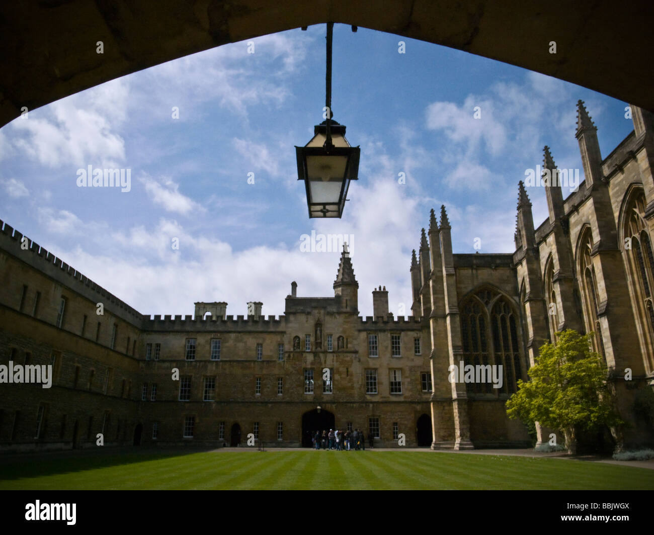 View of the quad and church at New College (partof the university) in Oxford, Great Britain, England, UK Stock Photo