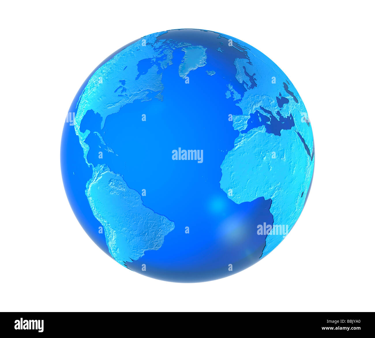 Blue globe against white background Stock Photo - Alamy