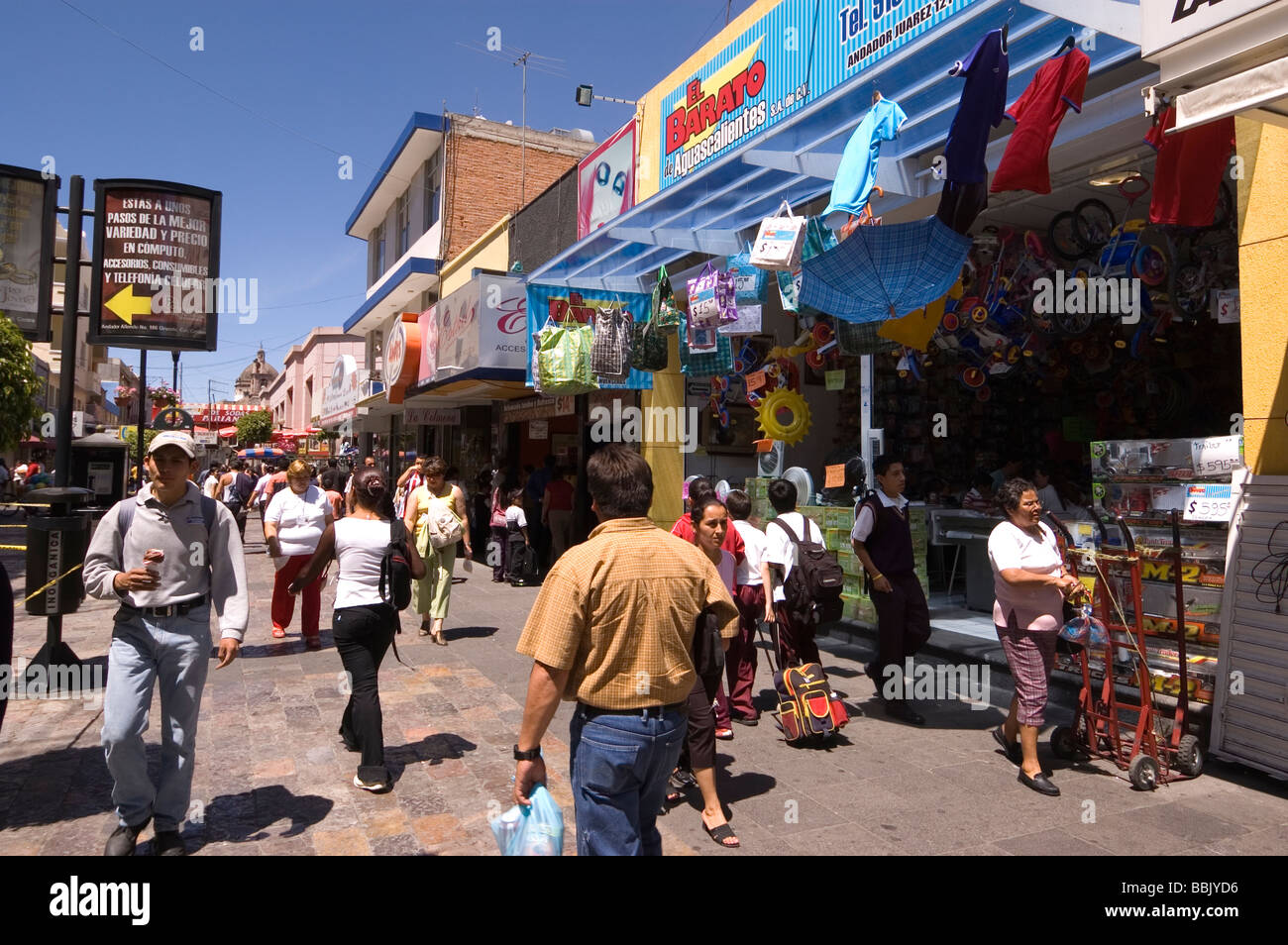Elk187 2008 Mexico Aguascalientes downtown street scene people shopping Stock Photo