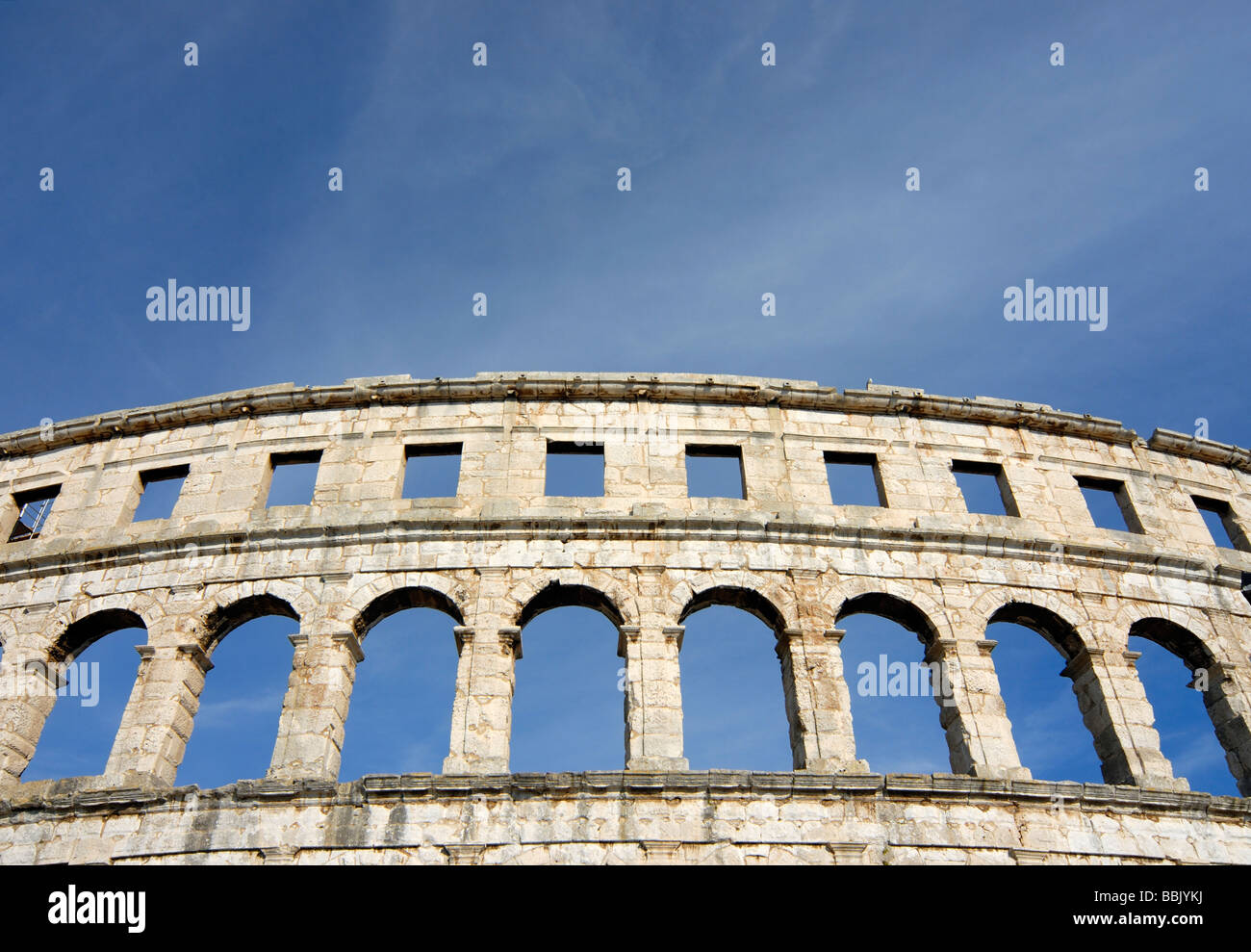 Ancient Roman Amphitheater Arena in Pula Istria Croatia Stock Photo