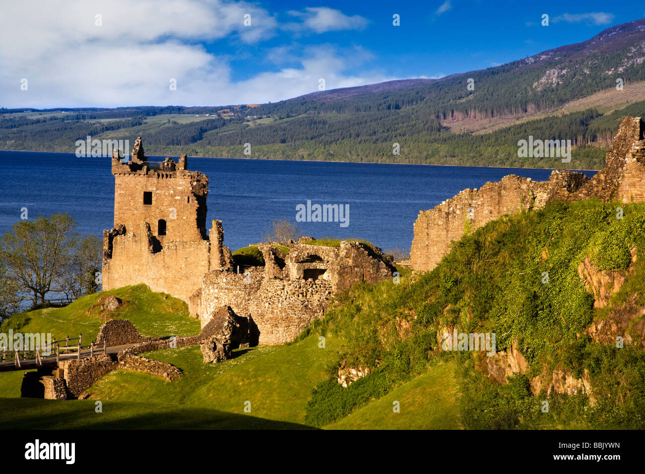 Urquhart Castle on the shores of Loch Ness near Drumnadrochit, Highland Region, Scotland. Stock Photo
