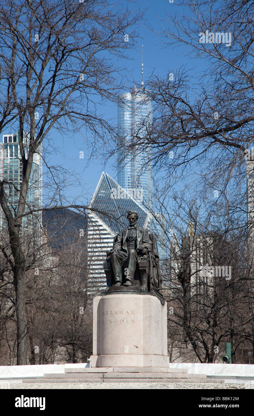 Chicago Illinois A statue of Abraham Lincoln in Grant Park Stock Photo