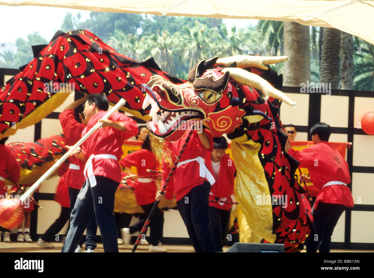 Chinese dragon dance festival asian oriental fair event culture cultural color costume Stock Photo