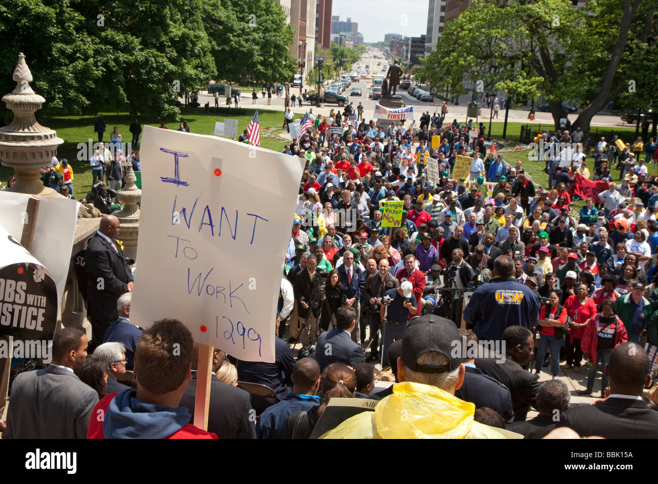 Jobs Rally at Michigan State Capitol Stock Photo