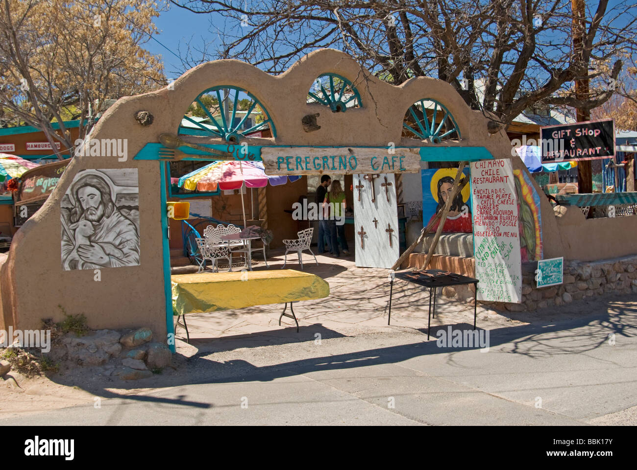 USA New Mexico Chimayo Peregrino Cafe gift shop and Restaurant Stock