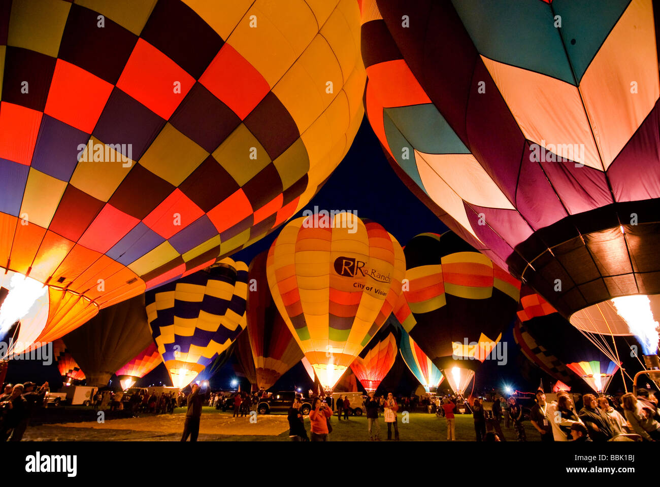 Evening glow at the Albuquerque Balloon Fiesta, Albuquerque, New Mexico Stock Photo