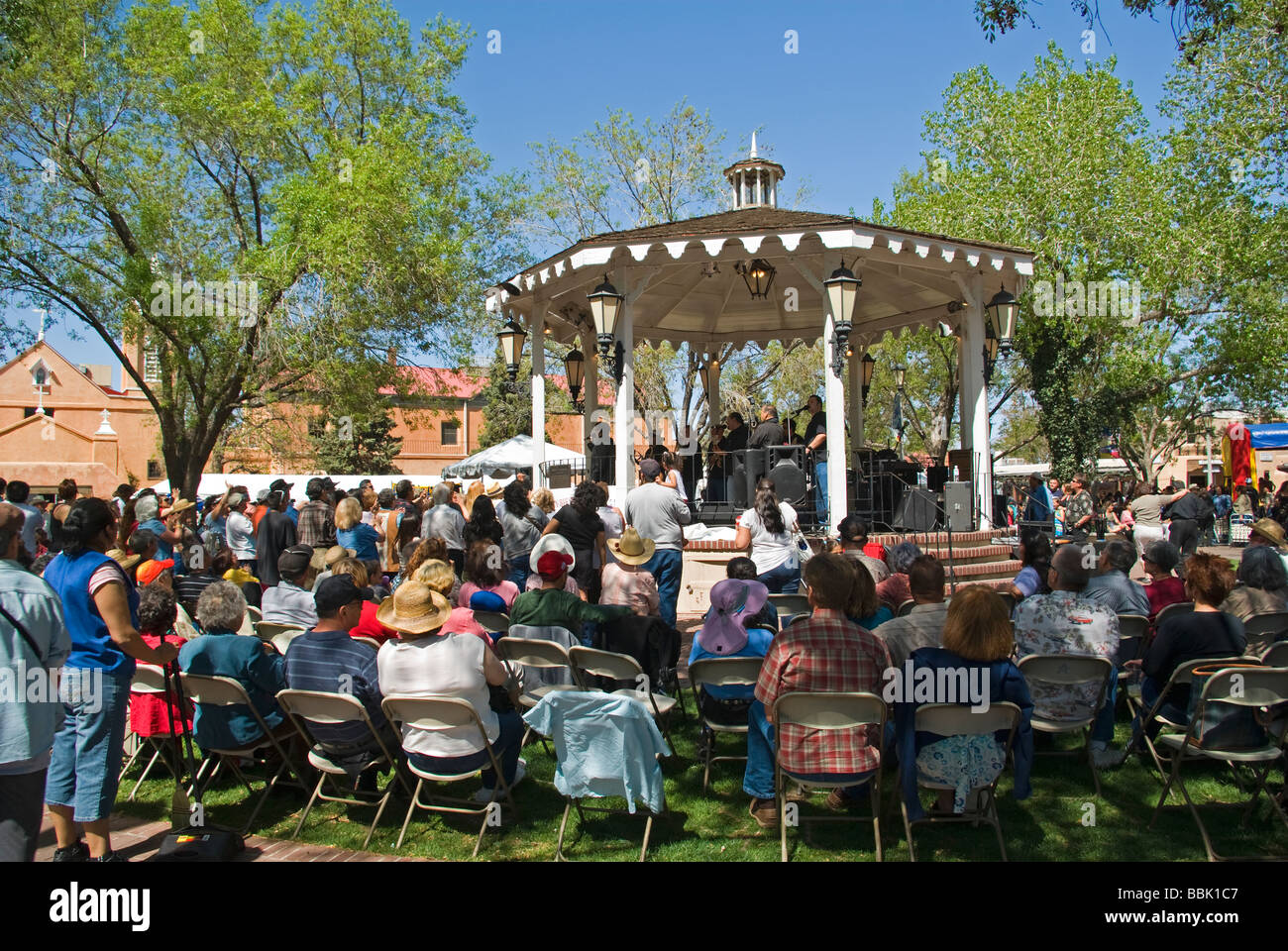 USA New Mexico Albuquerque Old Town Gazebo in square in front of San