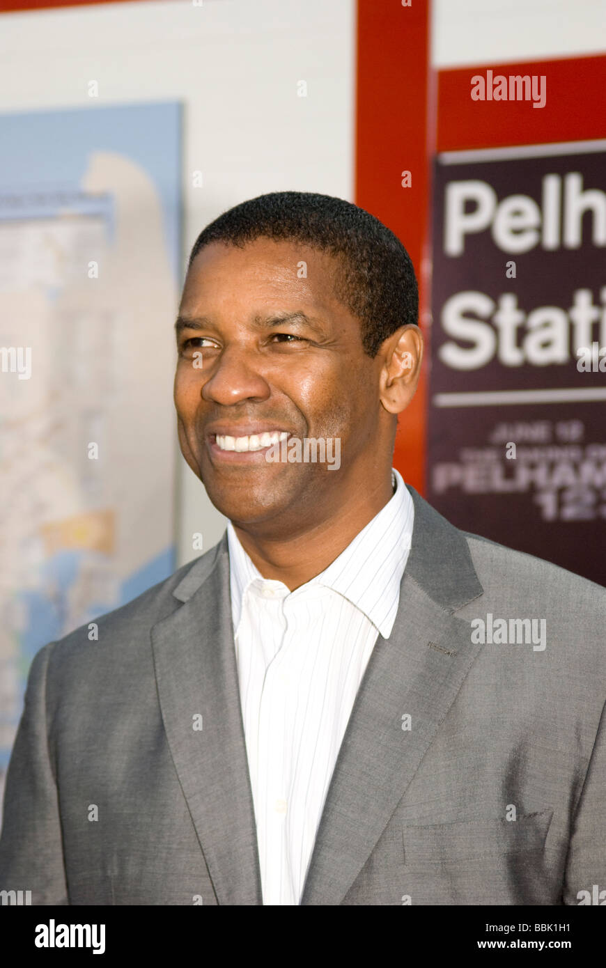 LOS ANGELES - JUNE 4: Denzel Washington arrives at the 'Taking of Pelham 123' premiere in Westwood, Los Angeles, CA on June 4, 2 Stock Photo