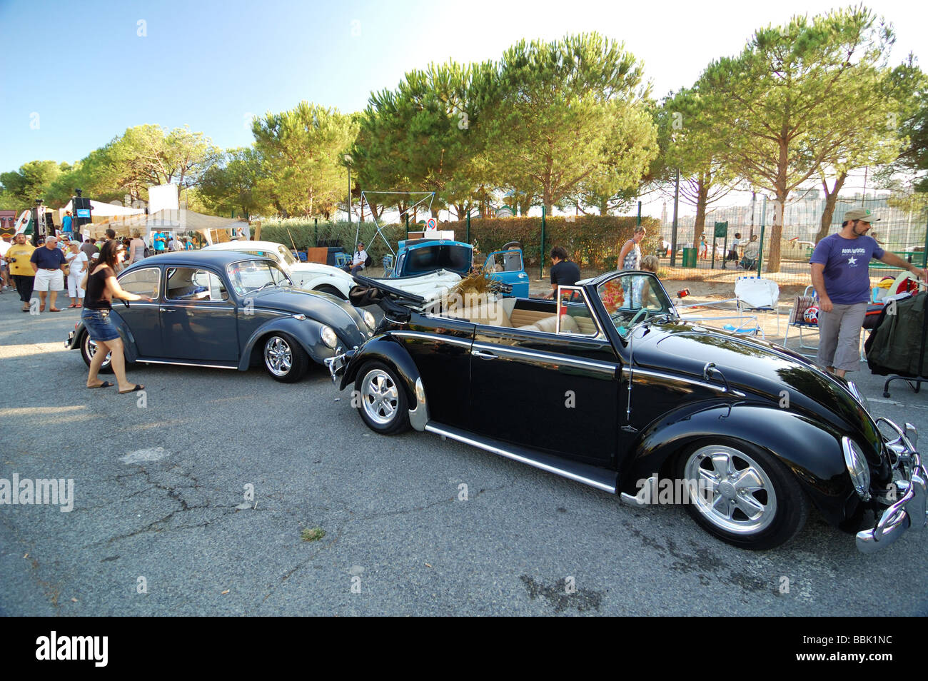 black classic vw beetle cabrio Stock Photo