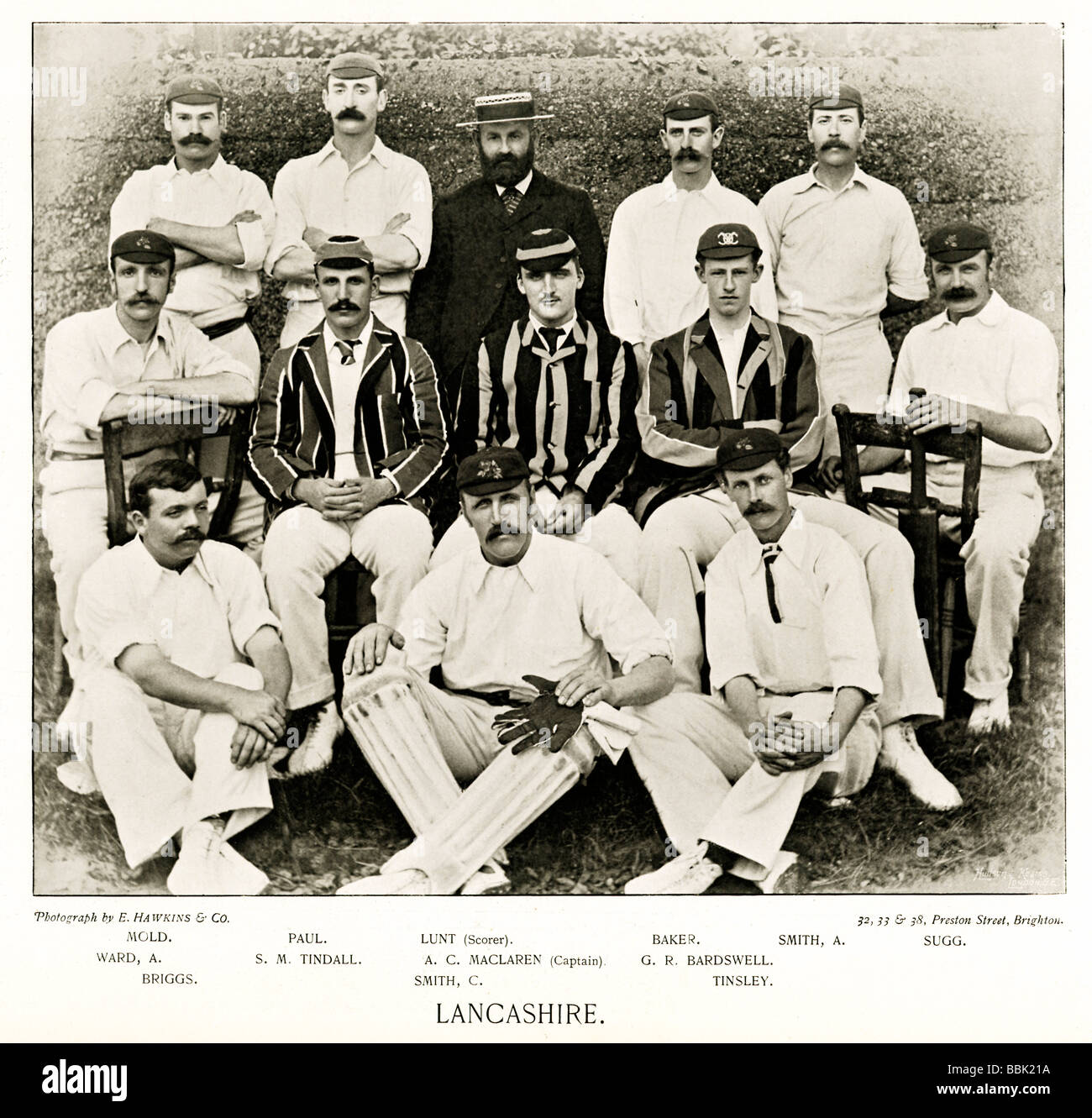 Lancashire Cricket 1895 photo of the English county cricket team captained by Archie MacLaren Stock Photo