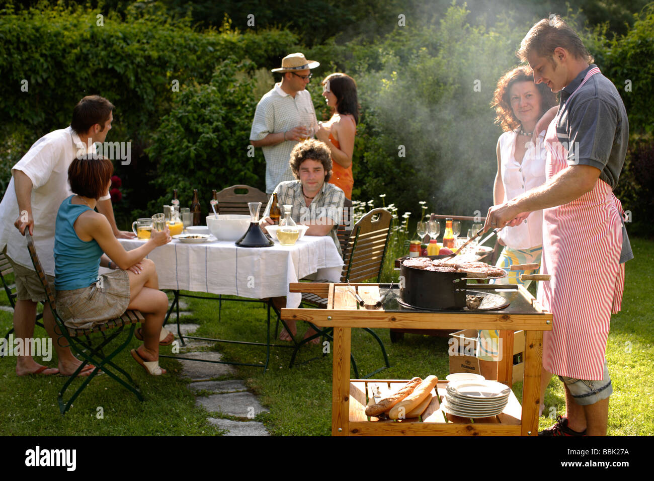 Barbecue Party Garden Party Grill Party Stock Photo - Alamy