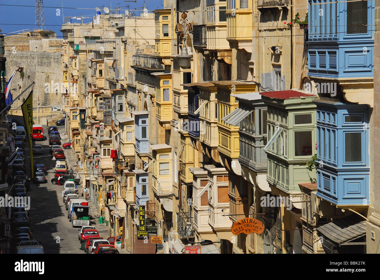 MALTA. Shops and residential buildings on Triq irRepubblika Stock