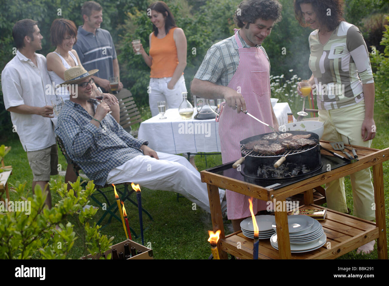 Barbecue Party Garden Party Grill Party Stock Photo - Alamy