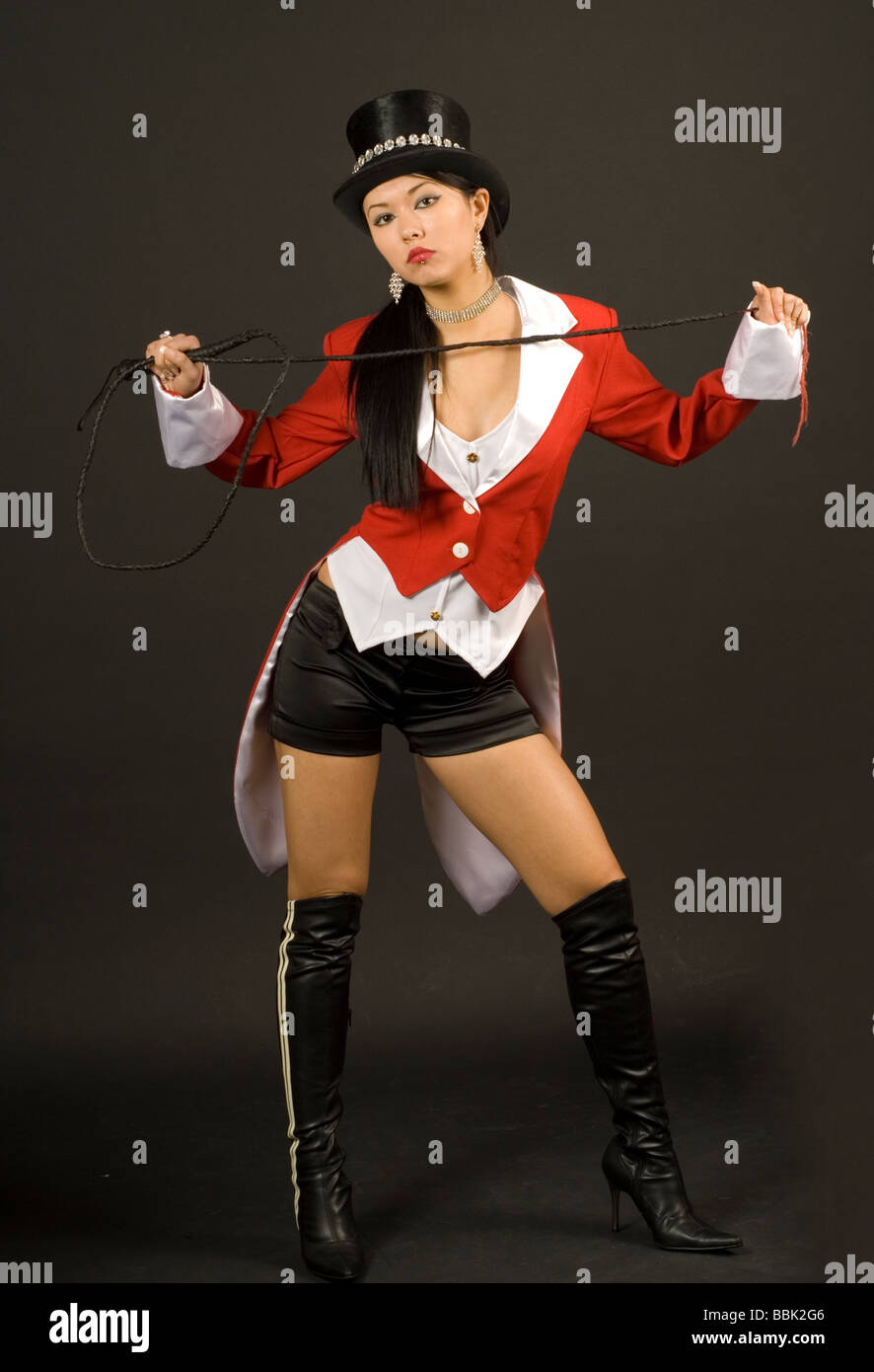 Girl in Ringmaster costume Stock Photo