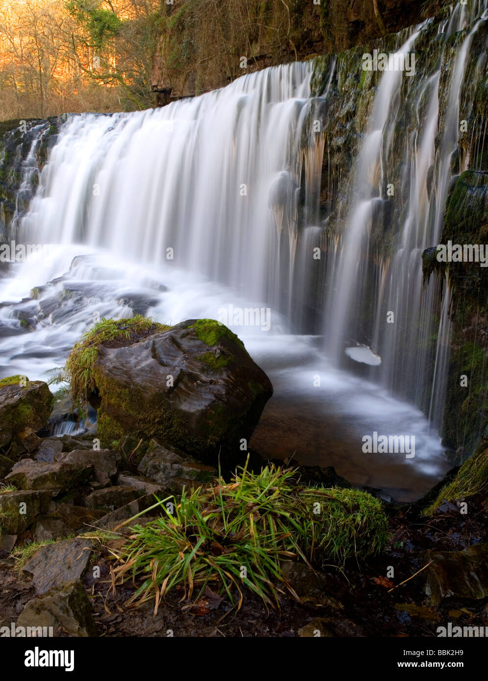 Waterfall Isaf Clun Gwyn near Pontneddfechan in the brecon beacons national park, Wales Stock Photo
