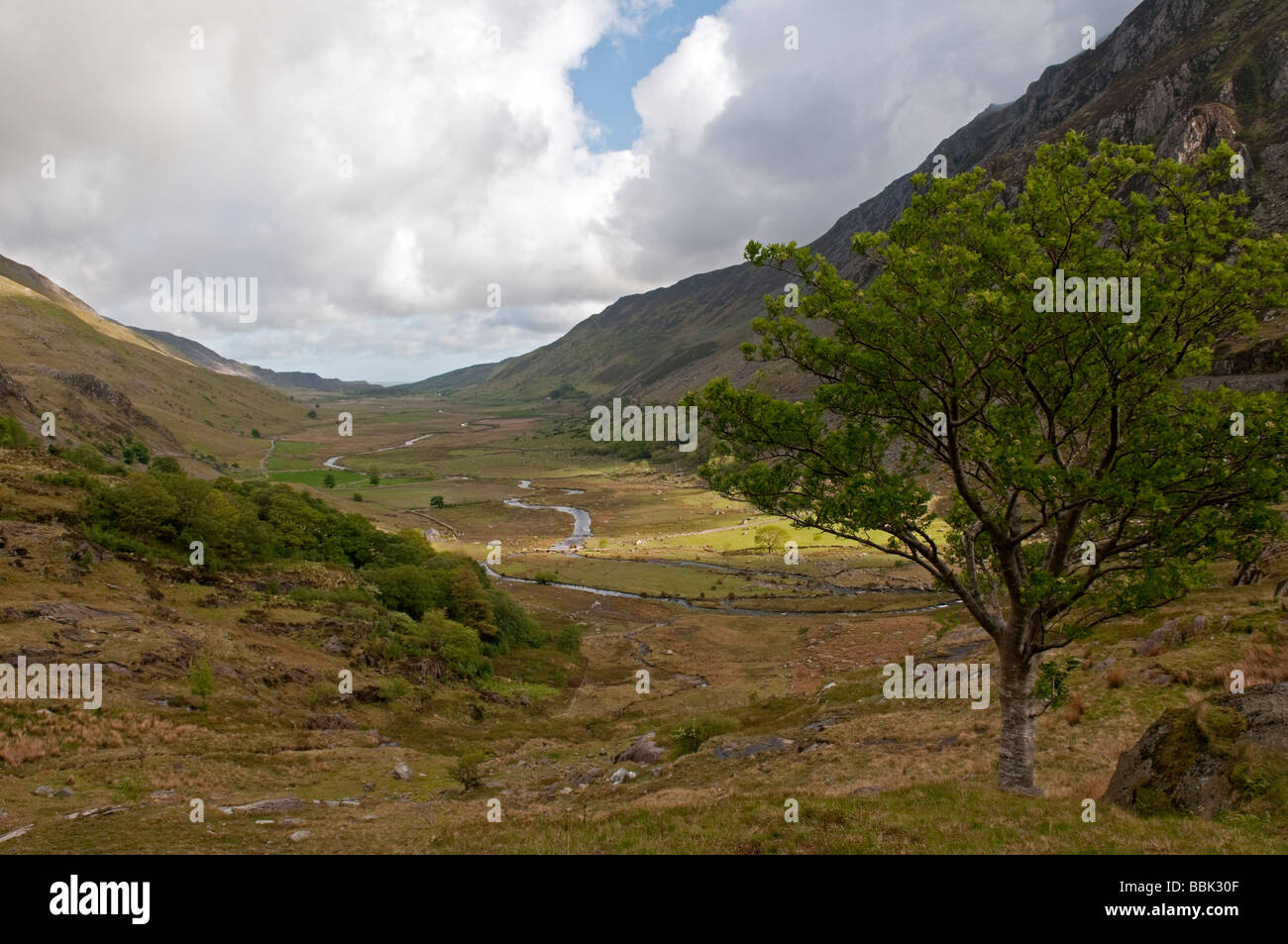 U shaped valley:  Nant Ffrancon,  Snowdonia, North  Wales Stock Photo