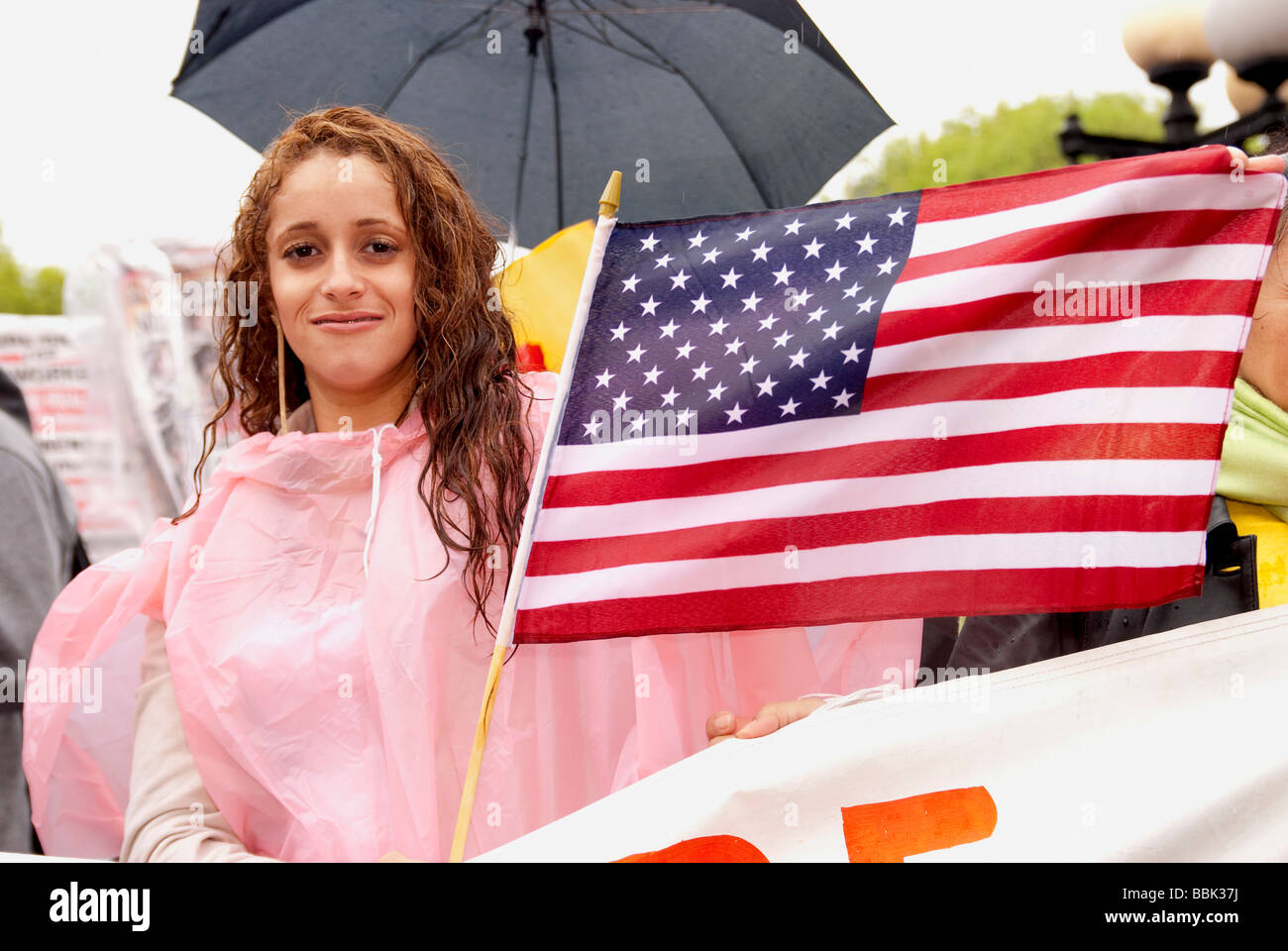 Immigrants march for amnesty, equal rights, legalization, racial equality, freedom of speech, fair labor - New York City Stock Photo