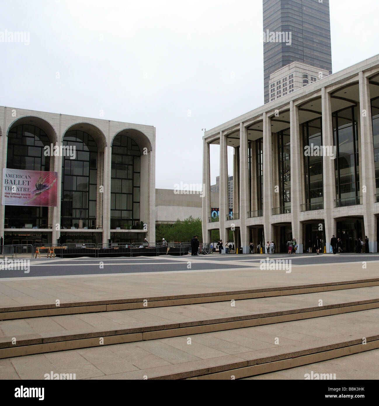 The Lincoln Center and Josie Robertson Plaza the Metropolitan Opera House and Avery Fisher Hall Stock Photo