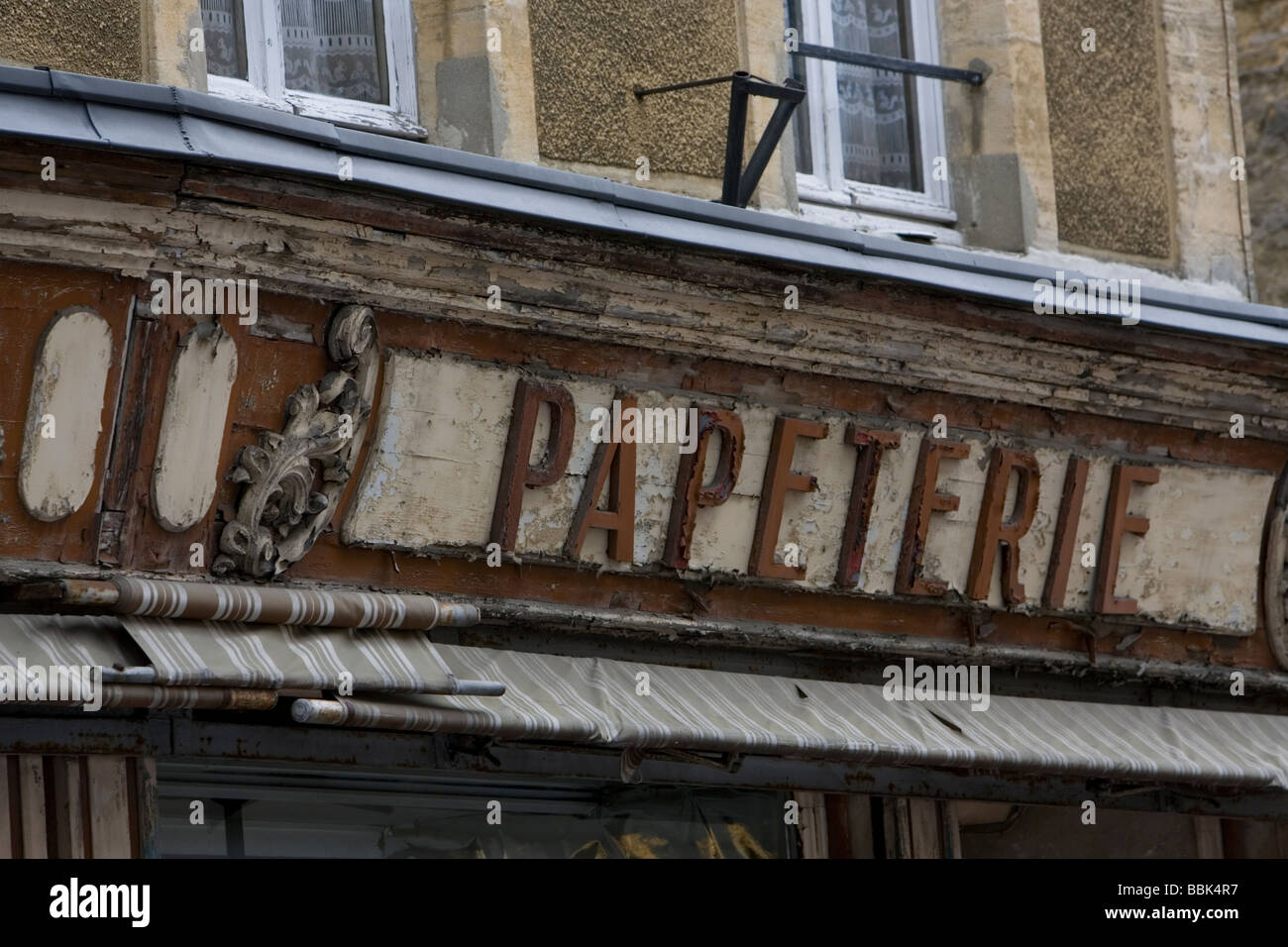 Neglected shopfront in Bayeux, Normandy, France Stock Photo