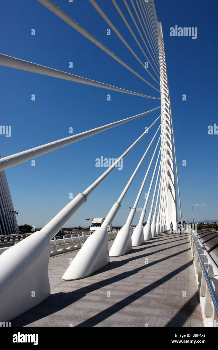 The new Assut d'Or bridge by  architect Santiago Calatrava in Valencia,Spain Stock Photo