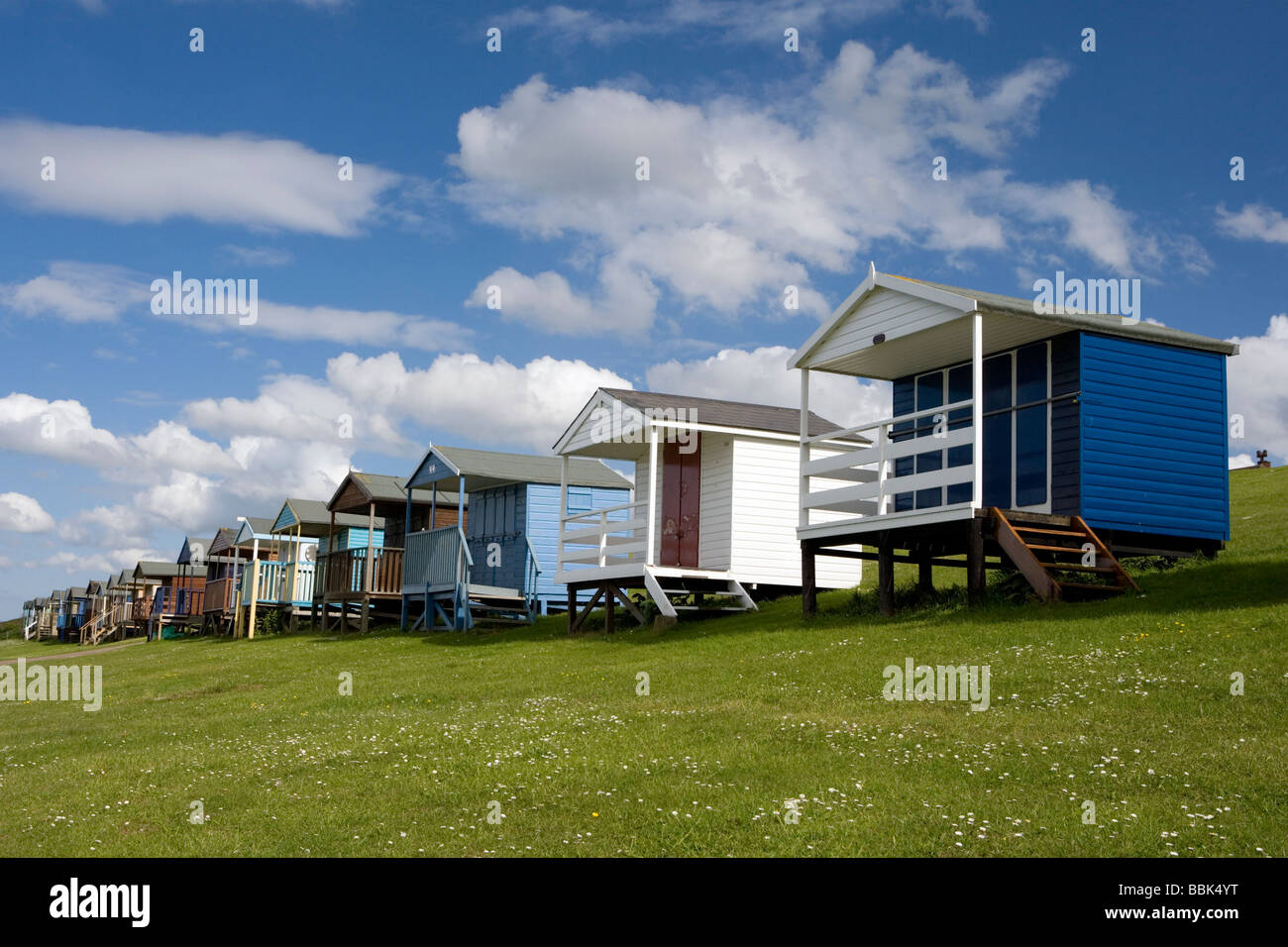Beach Huts at Tankerton near Whitstable, Kent, United Kingdom. Stock Photo
