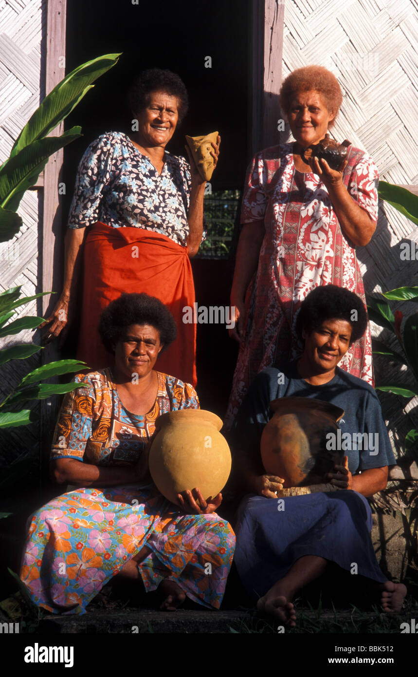 potters at lawai village fiji Stock Photo