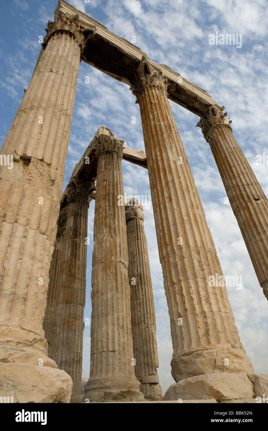 Ruins of the Temple of Zeus in Athens Greece Stock Photo