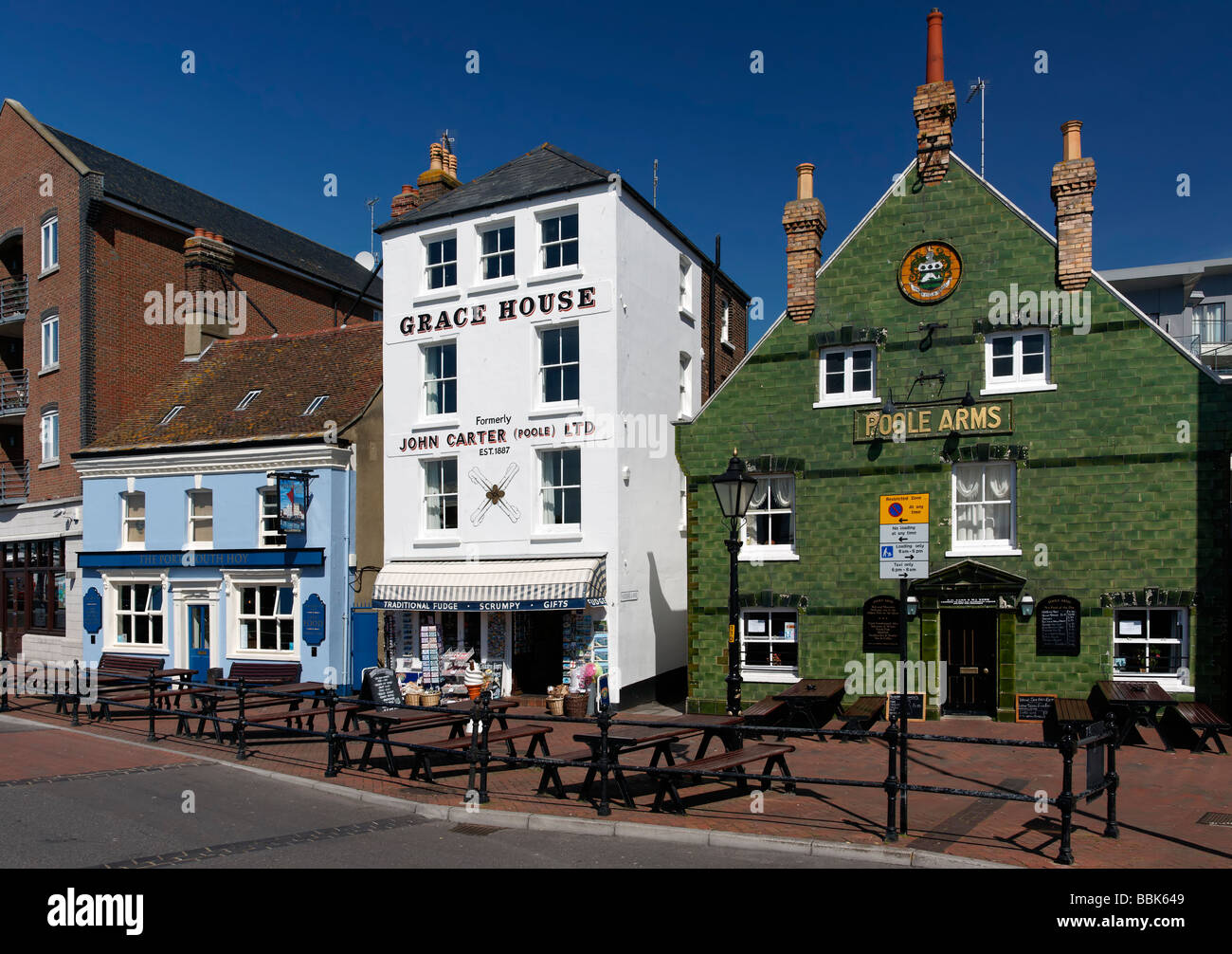 Old buildings in Poole quay in dorset Stock Photo - Alamy