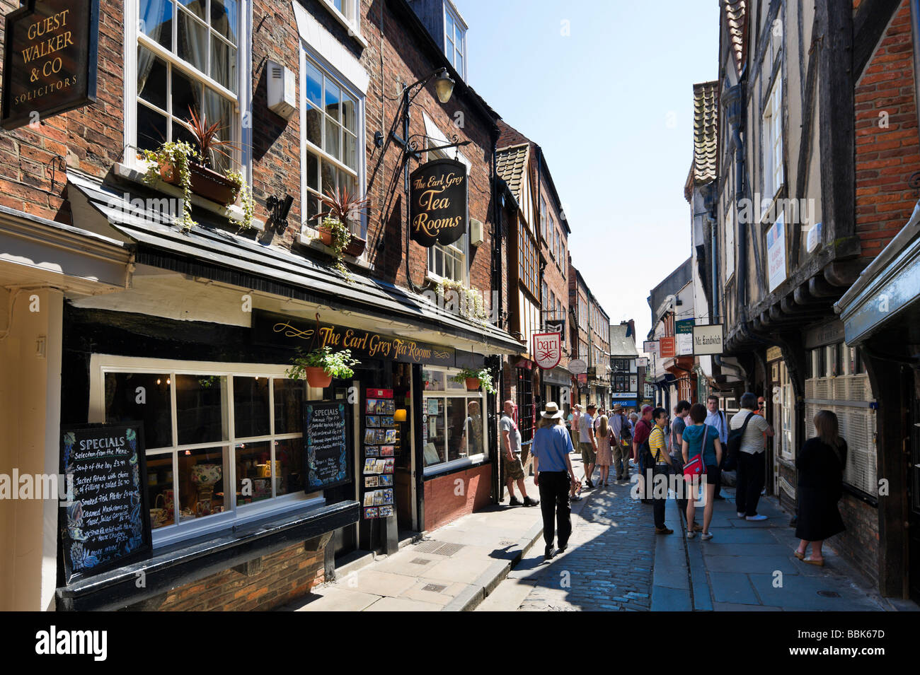 The Shambles in the historic city centre, York, North Yorkshire, England Stock Photo