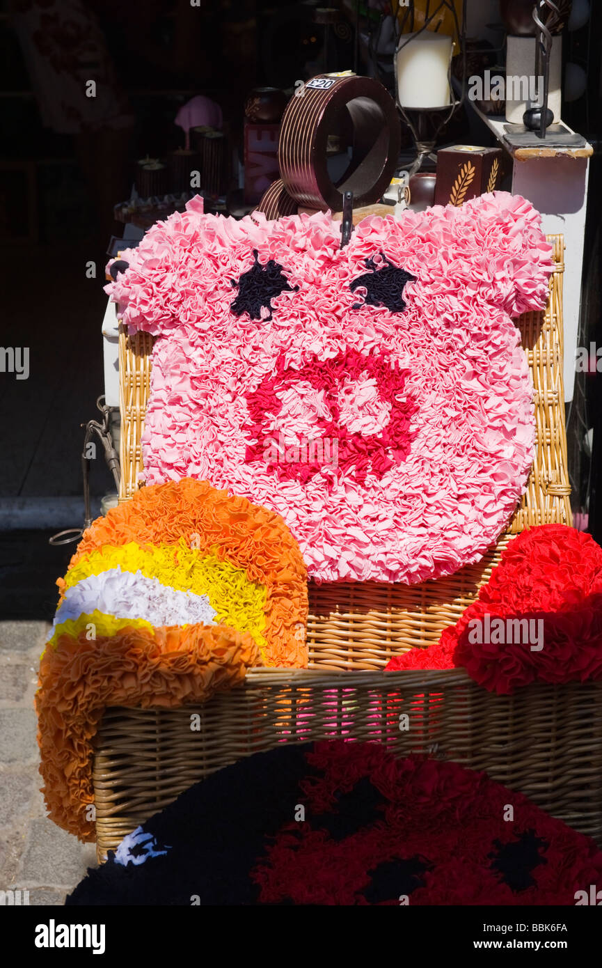 London Camden Lock Market Colourful Display Of Bath Mats Of Pig