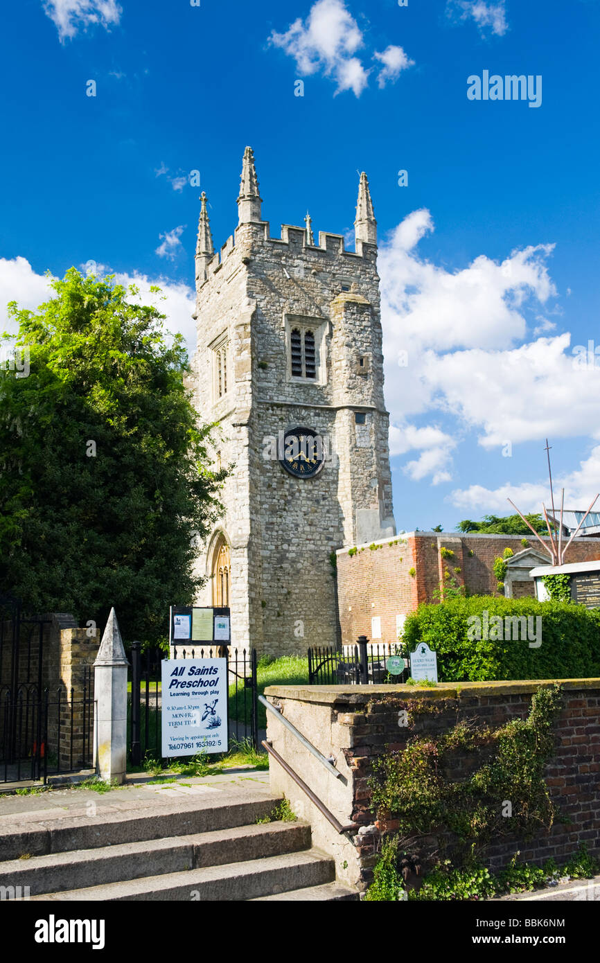 Isleworth , Hounslow , All Saints Parish Church dating back to 14 century destroyed by fire started by 2 boys , rebuilt in 1970 Stock Photo