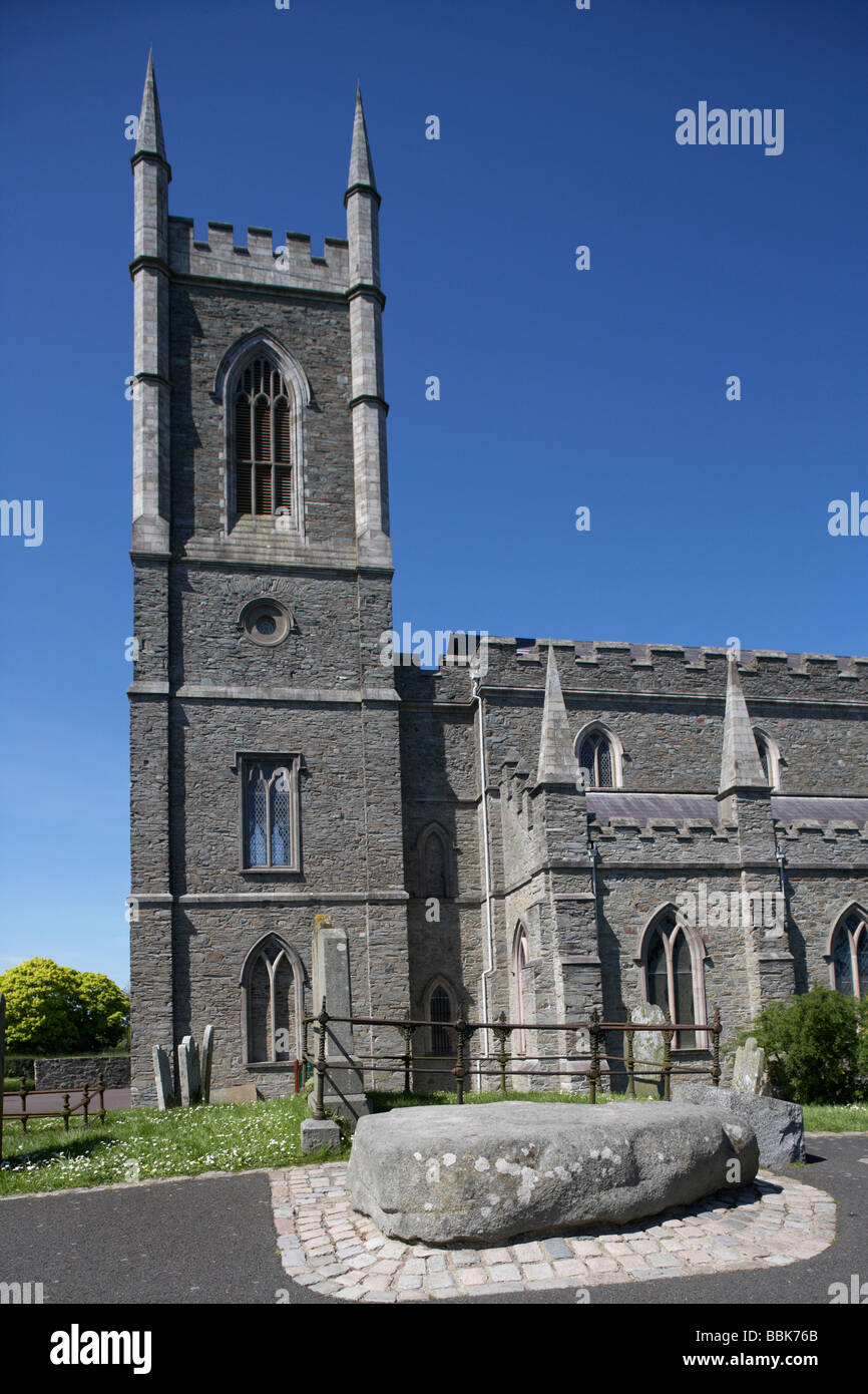 down church of ireland cathedral church of the holy and undivided trinity and st patricks gravestone downpatrick Stock Photo